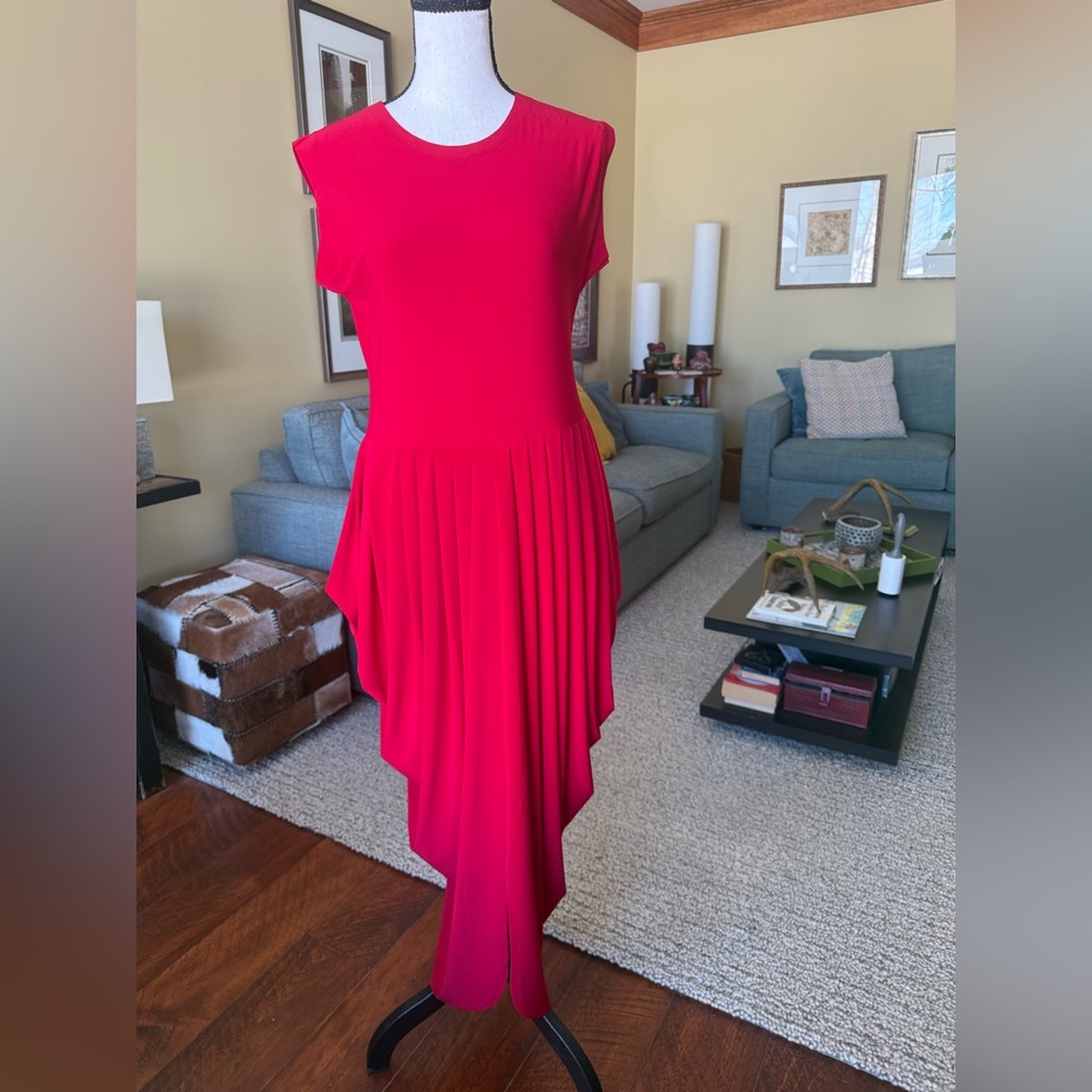 Stunning Norma Kamali M red midi/maxi draped pleated dress. NBW w/out tags